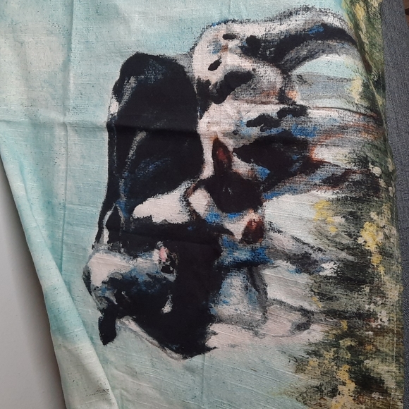 Towel Kitchen Dish Hand Towel Cotton Cow Cows Farm Country Field Flowers NWT - Picture 1 of 5